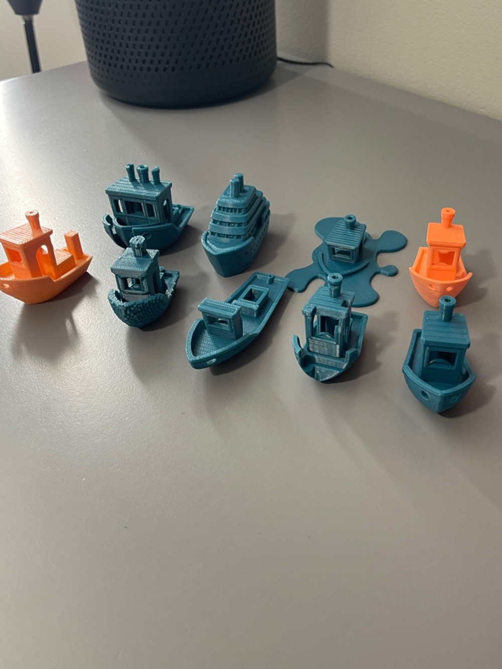 3D Print Boat Set - Teal and Orange Mini Boats - Set of 9